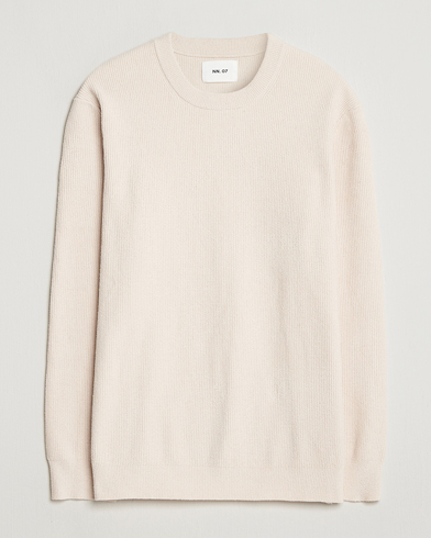 NN07 Danny Rib Knitted Crew Neck Ivory – Valkoinen