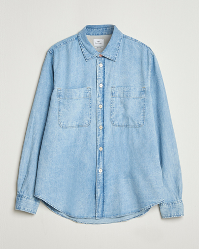 PS Paul Smith Casual Fit Denim Shirt Washed Blue – Sininen