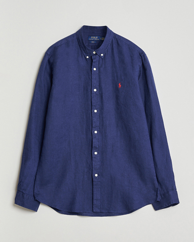 Polo Ralph Lauren Slim Fit Linen Shirt Navy – Sininen