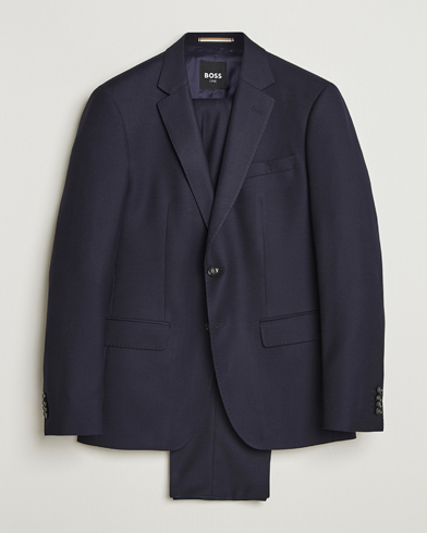 BOSS BLACK Huge Structured Wool Suit Dark Blue – Sininen