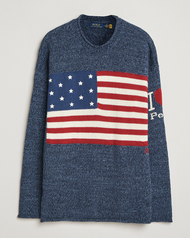 Polo Ralph Lauren Cotton Flag Sweater Blue Marl – Sininen