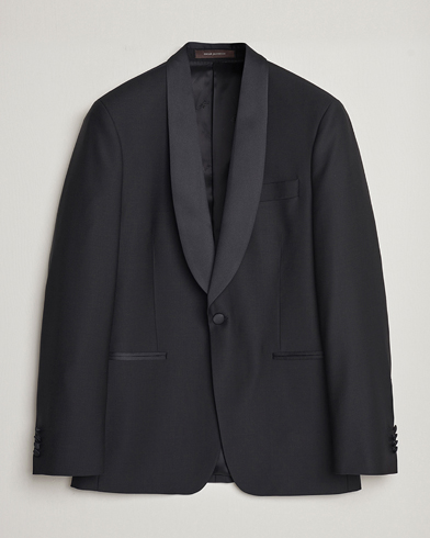Oscar Jacobson Figaro Wool Tuxedo Blazer Black – Musta