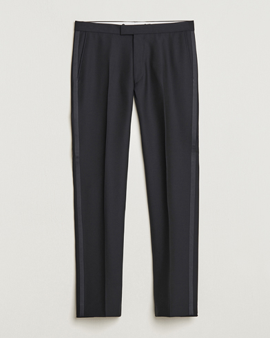Oscar Jacobson Denz Straight Wool Tuxedo Trousers Black – Musta