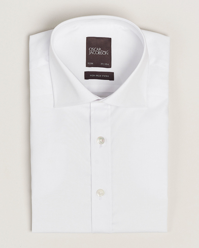 Oscar Jacobson Slim Fit Cut Away Non Iron Twill White – Valkoinen