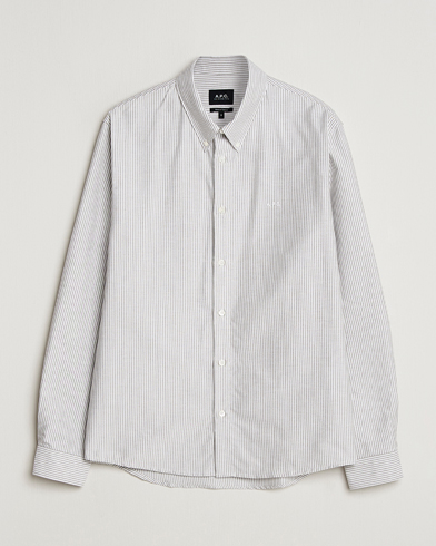 A.P.C. Greg Striped Oxford Shirt Green/White – Vihreä