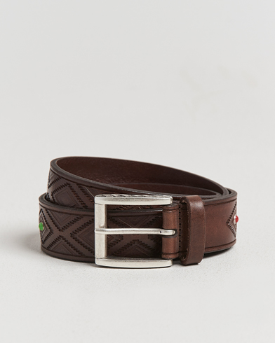 Anderson's Diamond Pattern Western 3,5cm Belt Brown – Ruskea