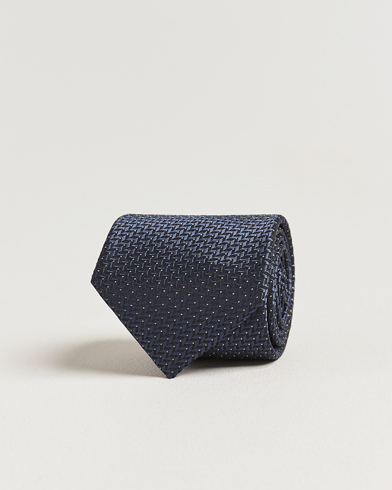 Brioni Jacquard Herringbone Silk Tie Navy – Sininen
