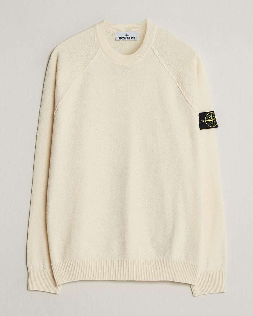 Stone Island Raw Hand Organic Cotton Crewneck Ivory – Valkoinen