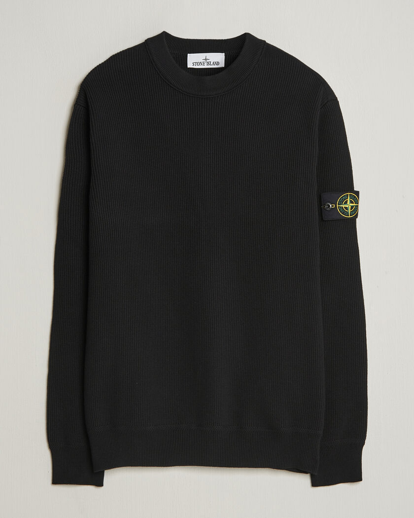 Stone Island Ribbed Soft Organic Cotton Crewneck Black – Musta