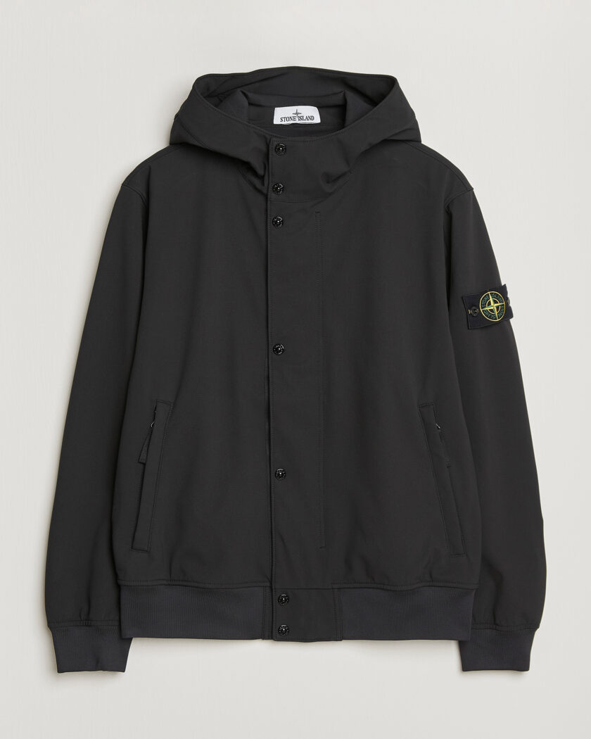 Stone Island Soft Shell Hooded Jacket Black – Musta