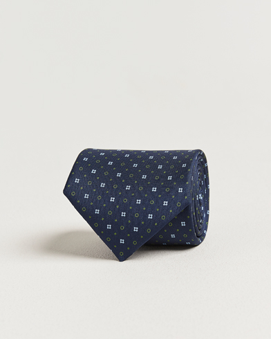 E. Marinella 3-Fold Printed Silk Tie Dark Blue – Sininen