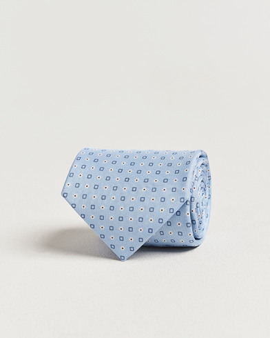 E. Marinella 3-Fold Printed Silk Tie Light Blue – Sininen