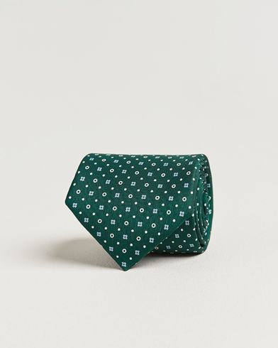 E. Marinella 3-Fold Printed Silk Tie Dark Green – Vihreä