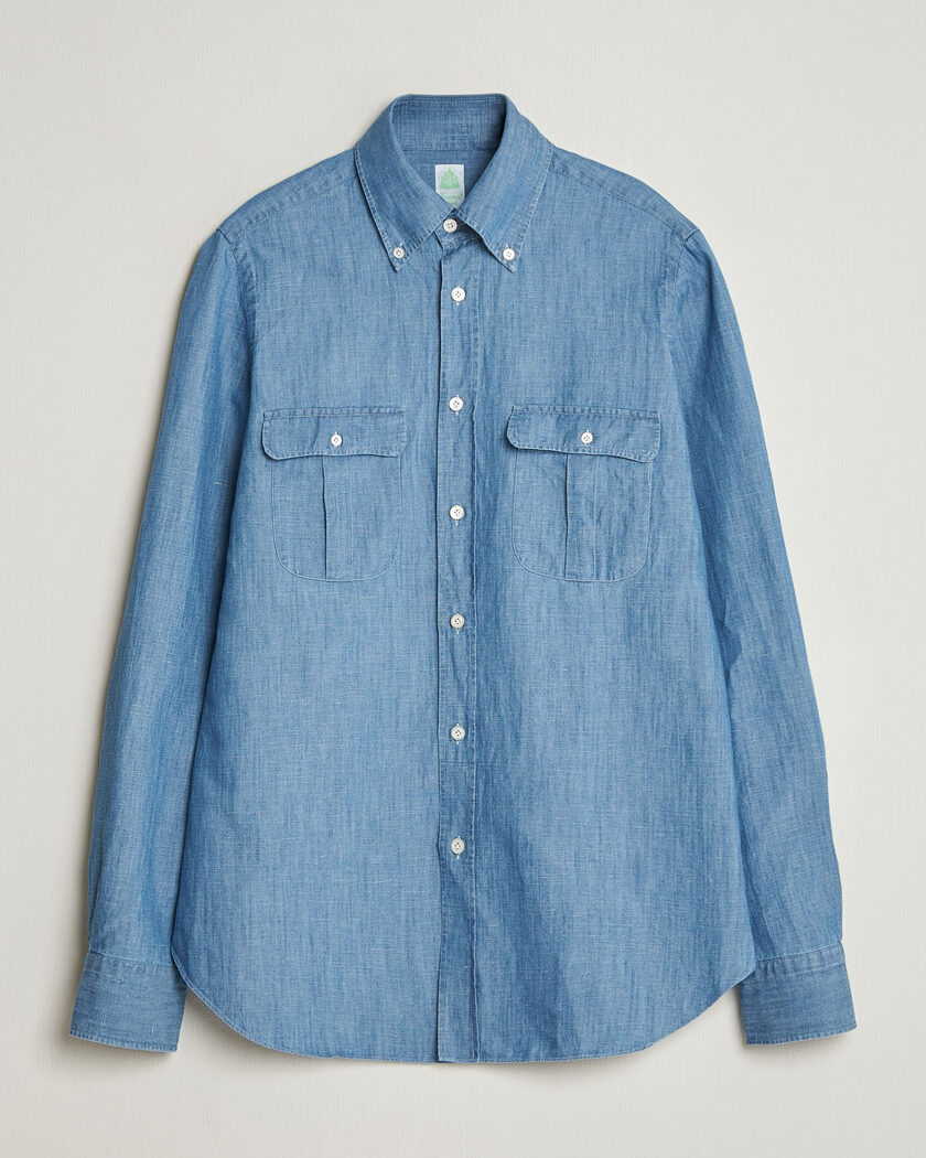 Finamore Napoli Double Pocket Overshirt Light Blue – Sininen