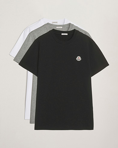 Moncler 3-Pack Logo T-Shirts Black/White/Grey – Harmaa