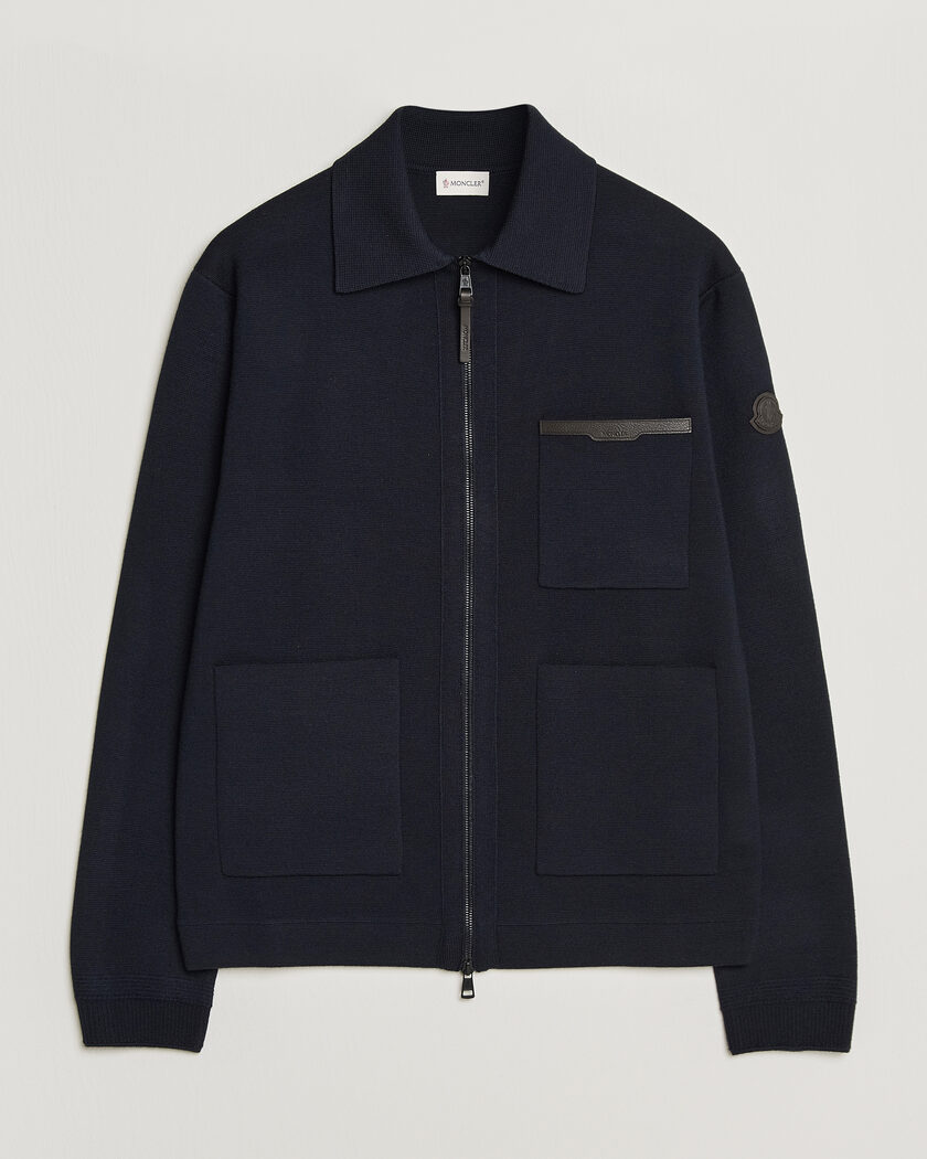 Moncler Zip Wool Cardigan Navy – Sininen