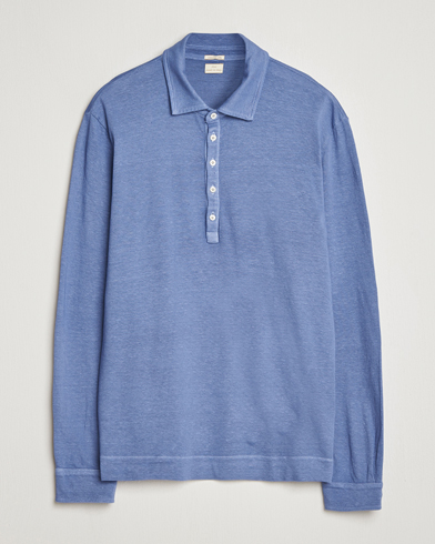 Massimo Alba Raya Cotton/Linen Long Sleeve Polo Tulip – Sininen