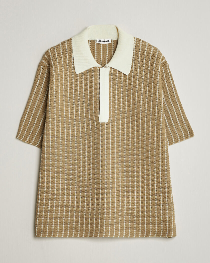 Jil Sander Net Stitch Knitted Polo Tobacco – Ruskea