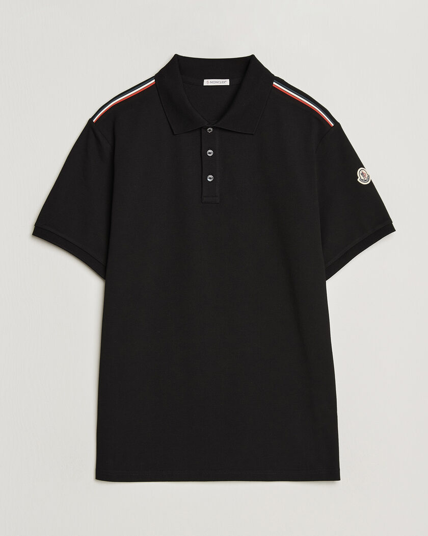 Moncler Tricolore Shoulder Polo Black – Musta