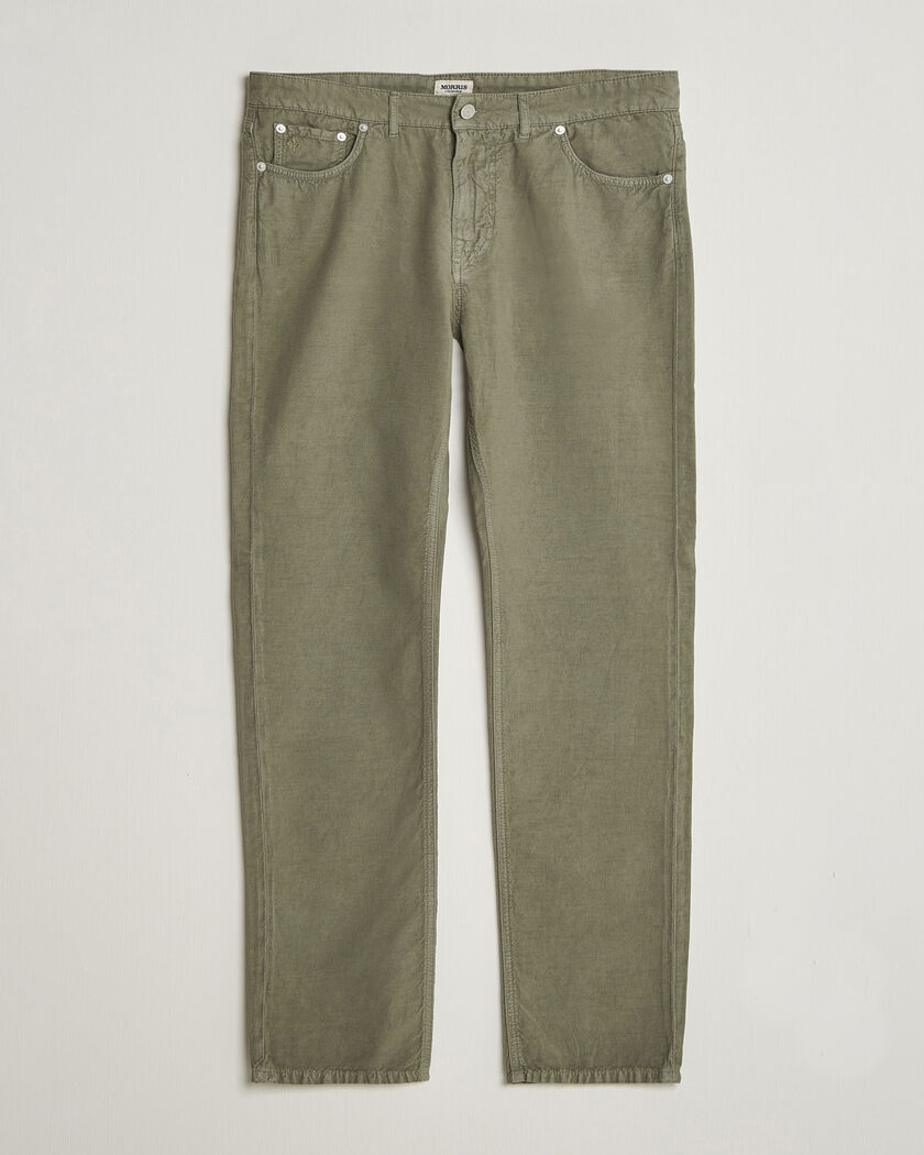 Morris James Washed Linen 5-Pocket Pants Olive – Vihreä