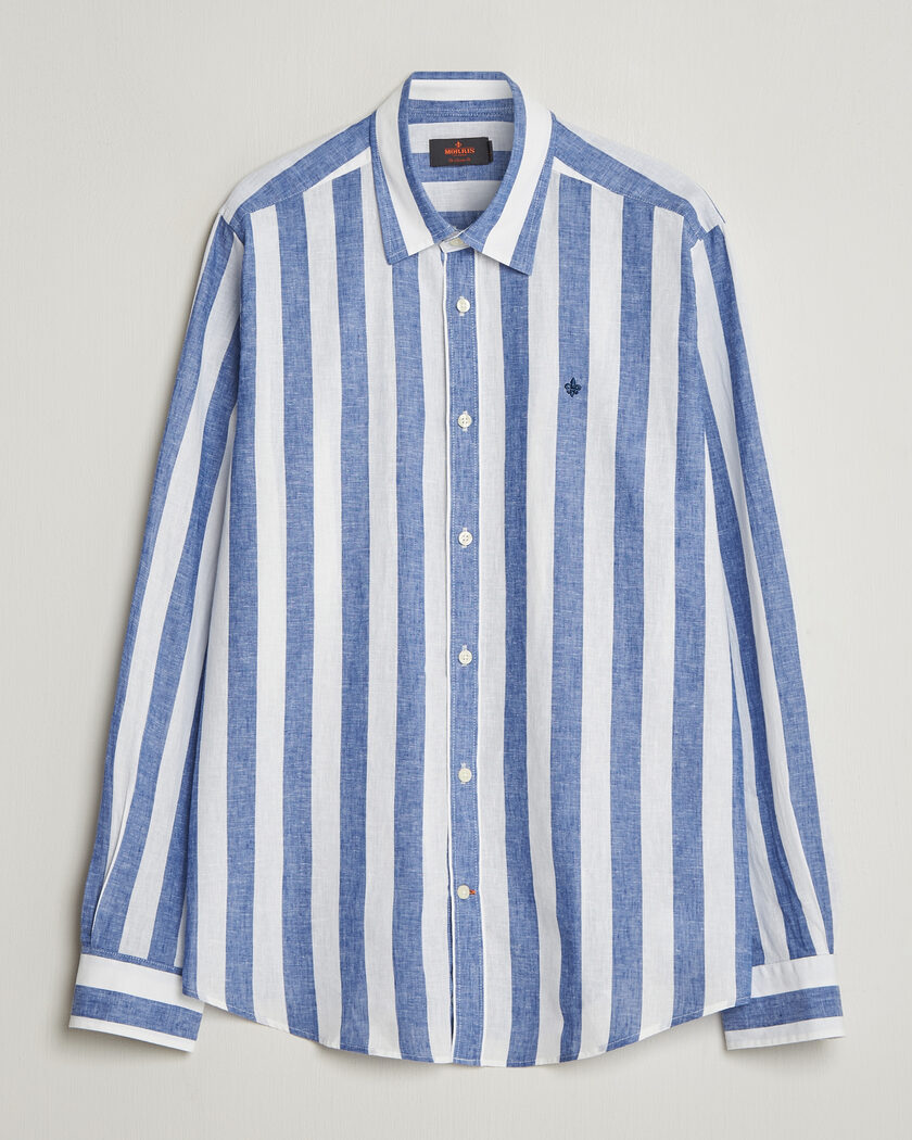 Morris Douglas Linen Striped Shirt Blue/White – Monivärinen