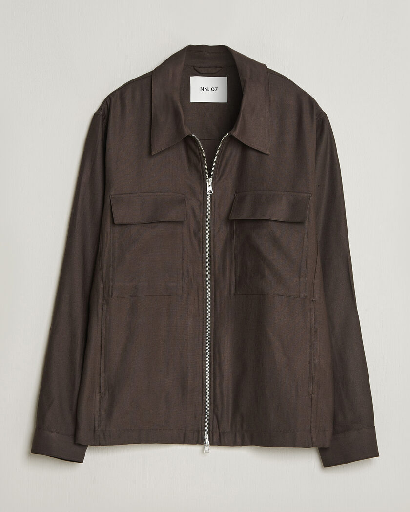 NN07 Alban Linen/Viscose Overshirt Deep Truffle – Ruskea