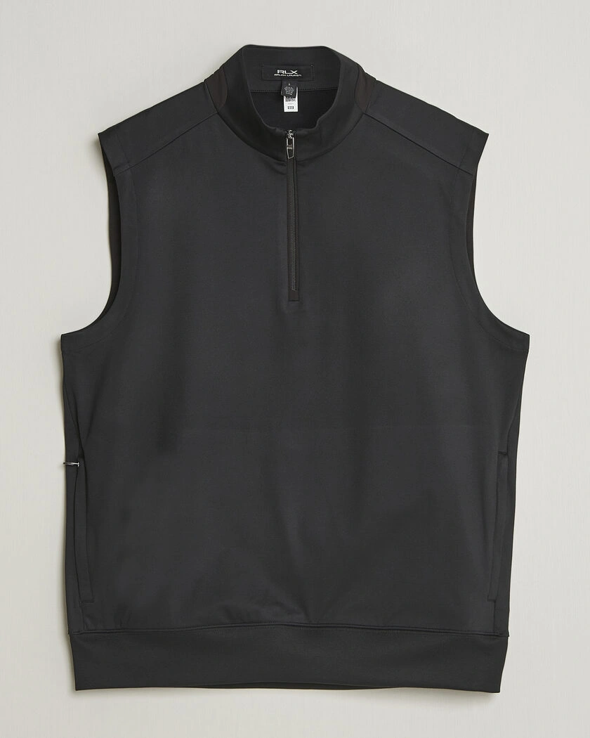 RLX Ralph Lauren Half-Zip Luxury Jersey Vest Polo Black – Musta