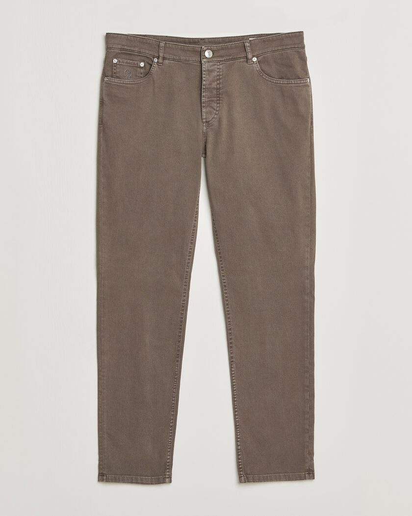 Brunello Cucinelli Traditional Fit Bull Denim Pants Dark Brown – Ruskea