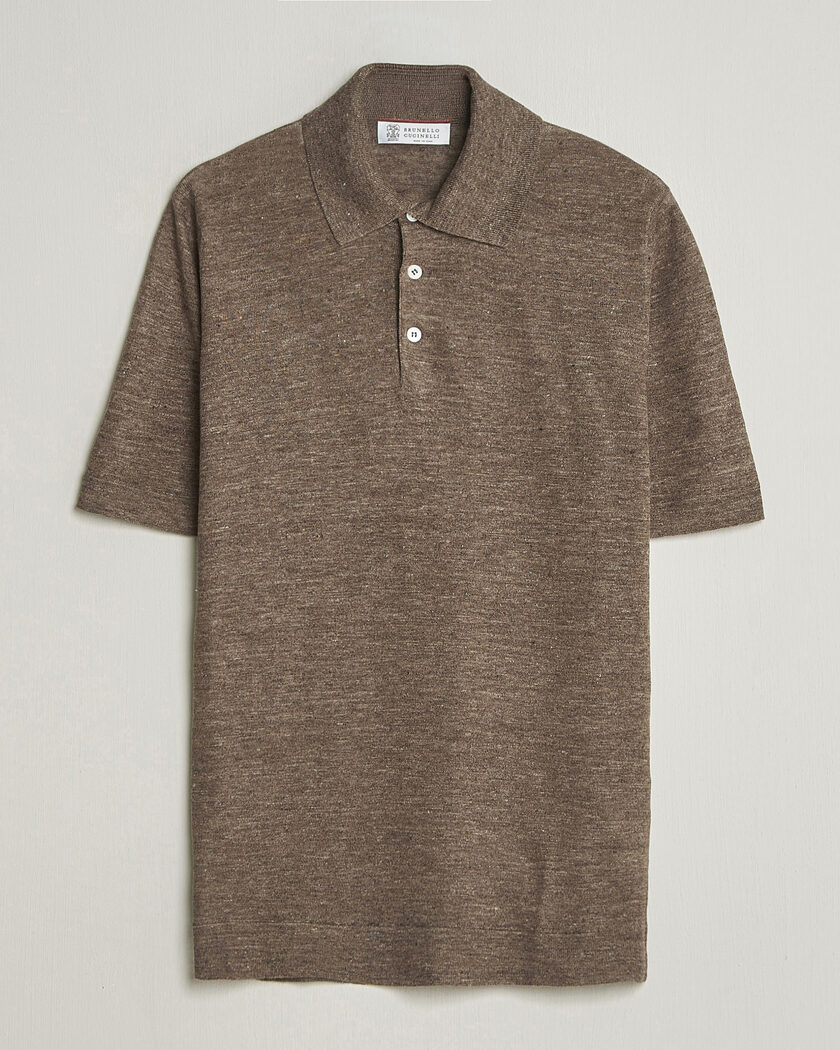 Brunello Cucinelli Linen Knitted Polo Brown – Ruskea