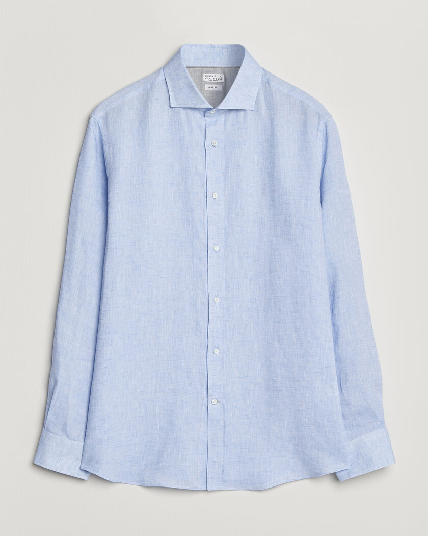 Brunello Cucinelli Easy Fit Linen Shirt Light Blue – Sininen