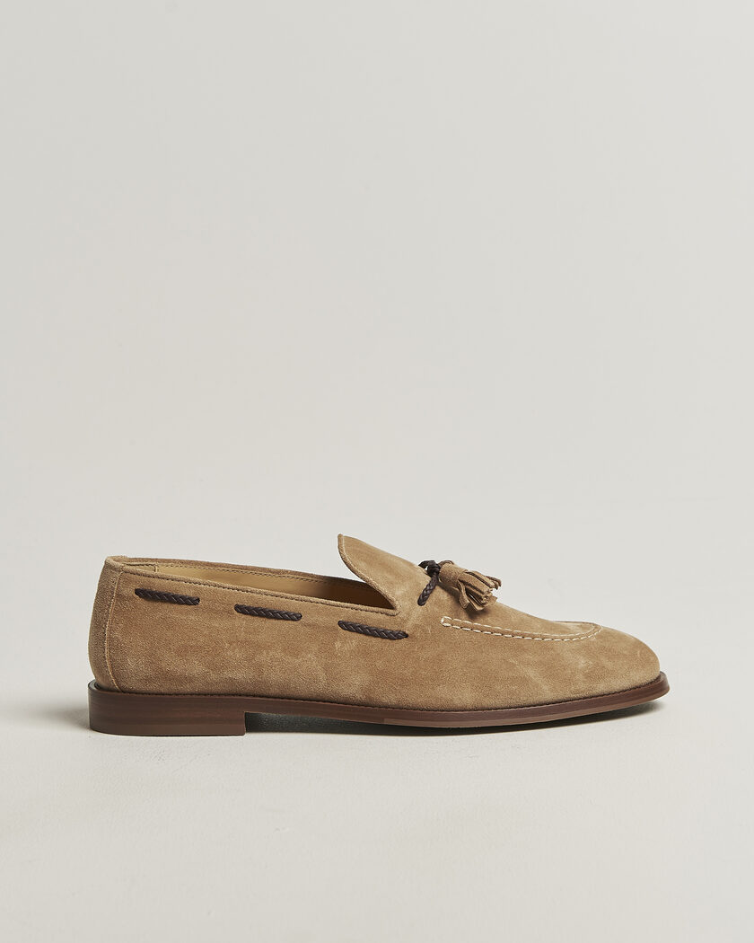Brunello Cucinelli Tassel Loafers Siena Brown Suede – Ruskea
