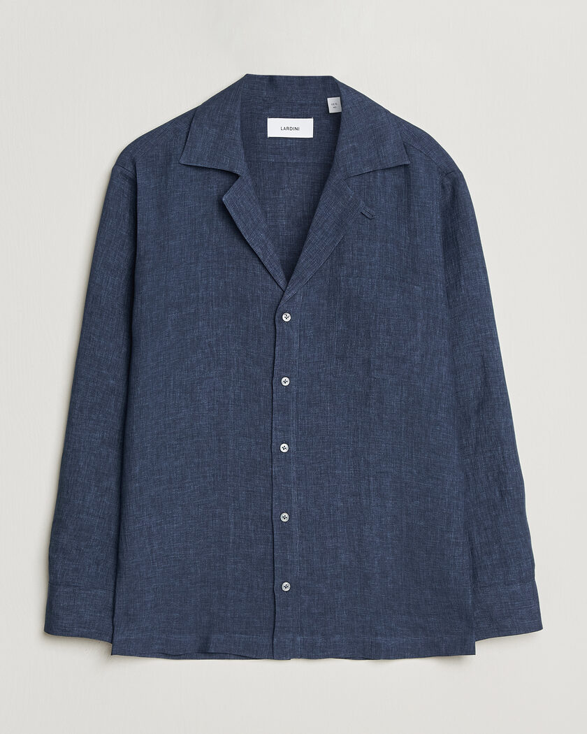 Lardini Paul Linen Resort Shirt Dark Blue – Sininen