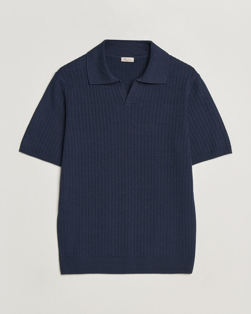 Stenströms Linen/Merino Structured Polo Navy – Sininen