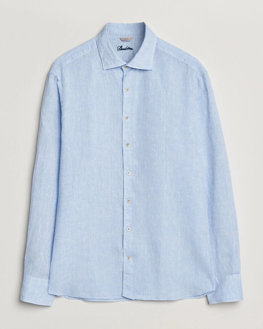 Stenströms Regular Fit Cut Away Linen Shirt Light Blue – Sininen