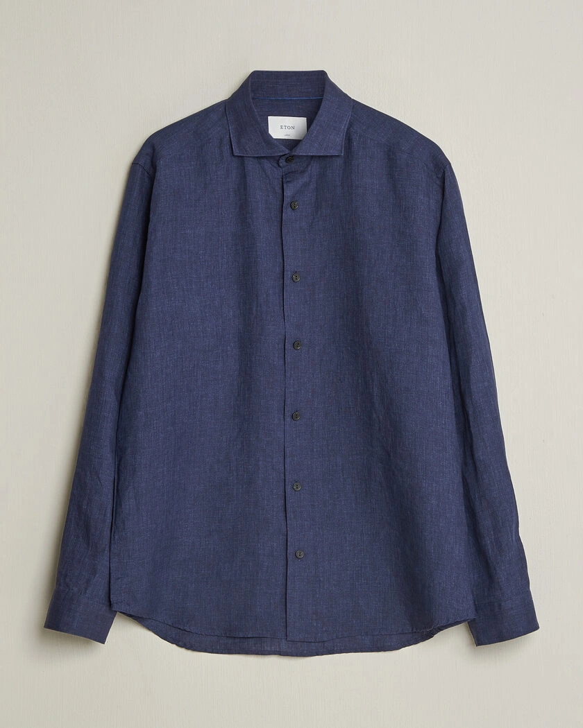 Eton Casual Fit Linen Shirt Navy Blue – Sininen