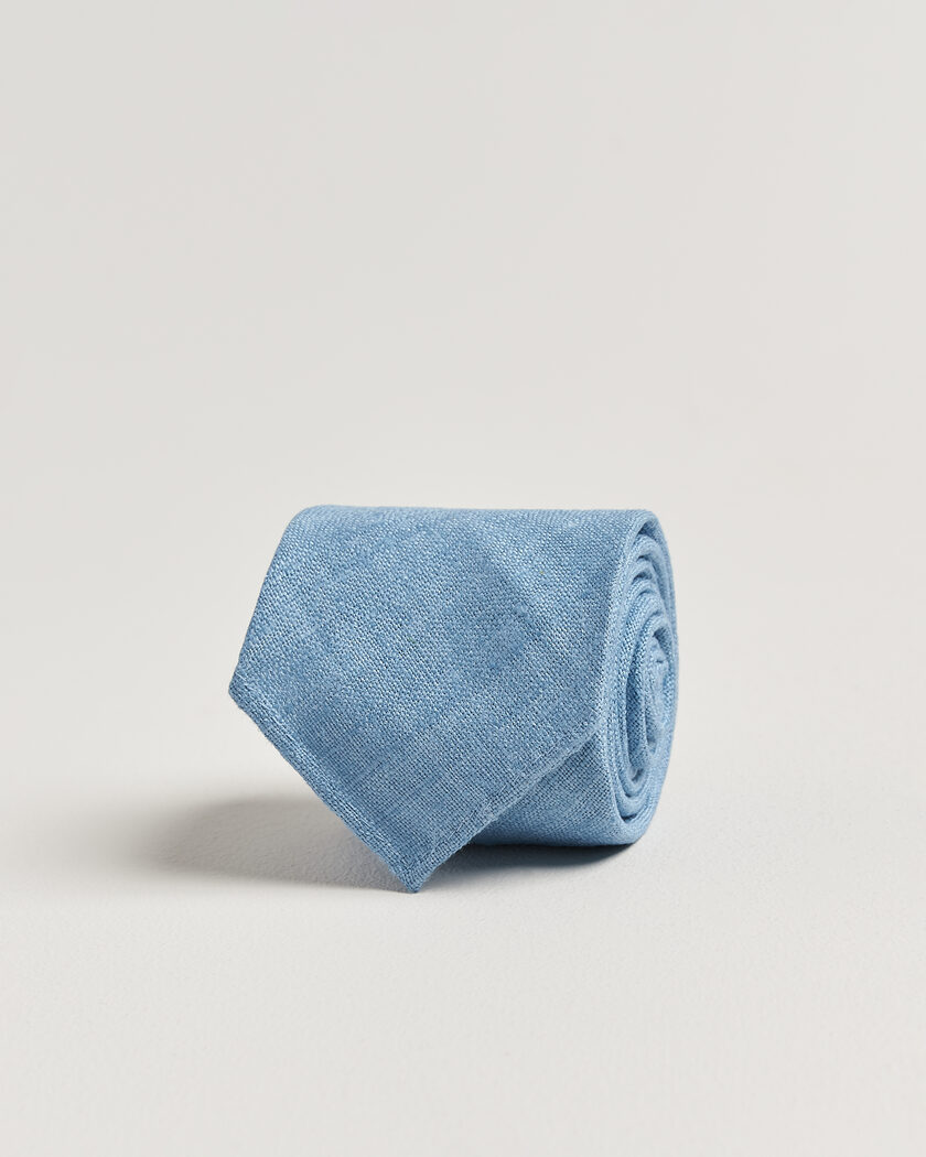 Drake's Silk Tussah Handrolled Tie Sky Blue – Sininen