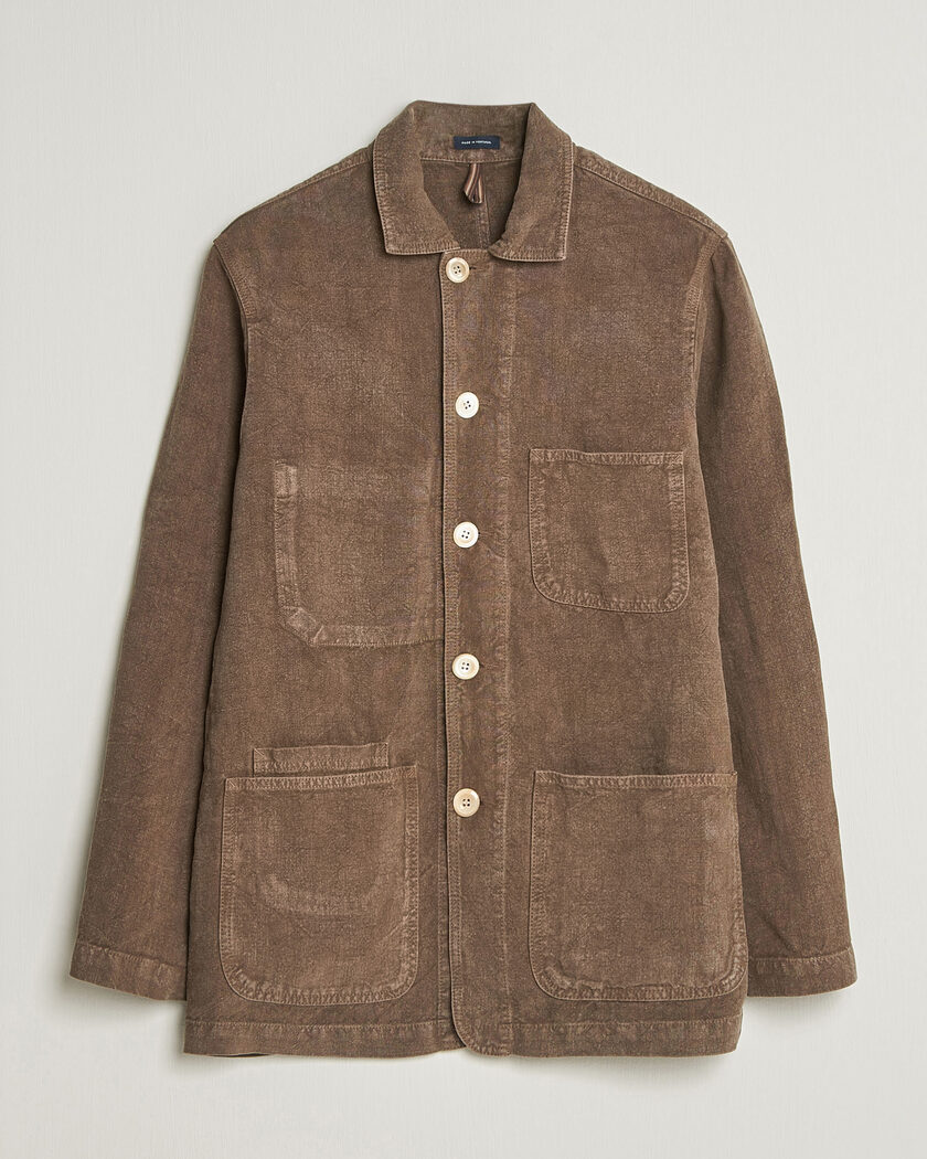 Drake's Heavy Linen Chore Jacket Brown – Ruskea
