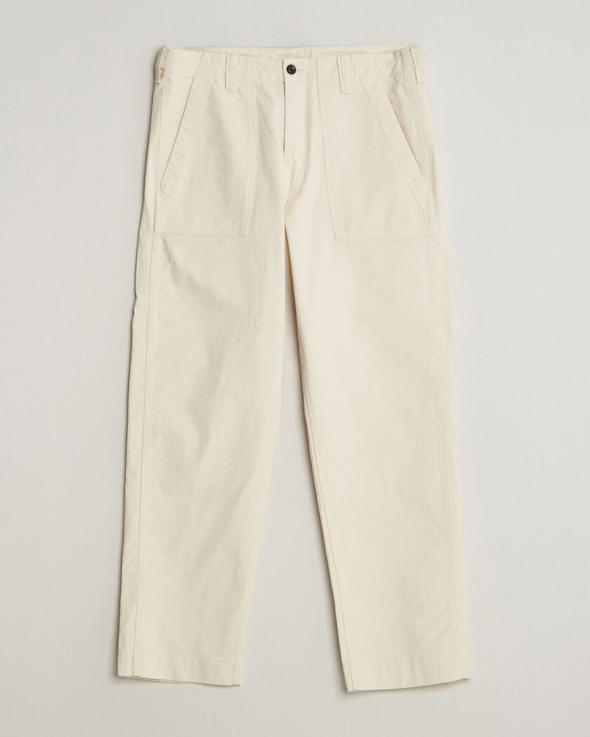 Drake's Twill Fatigue Trousers Ecru – Valkoinen