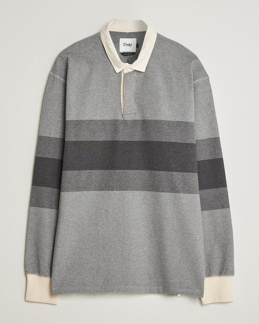 Drake's Melange Stripe Rugby Grey – Harmaa
