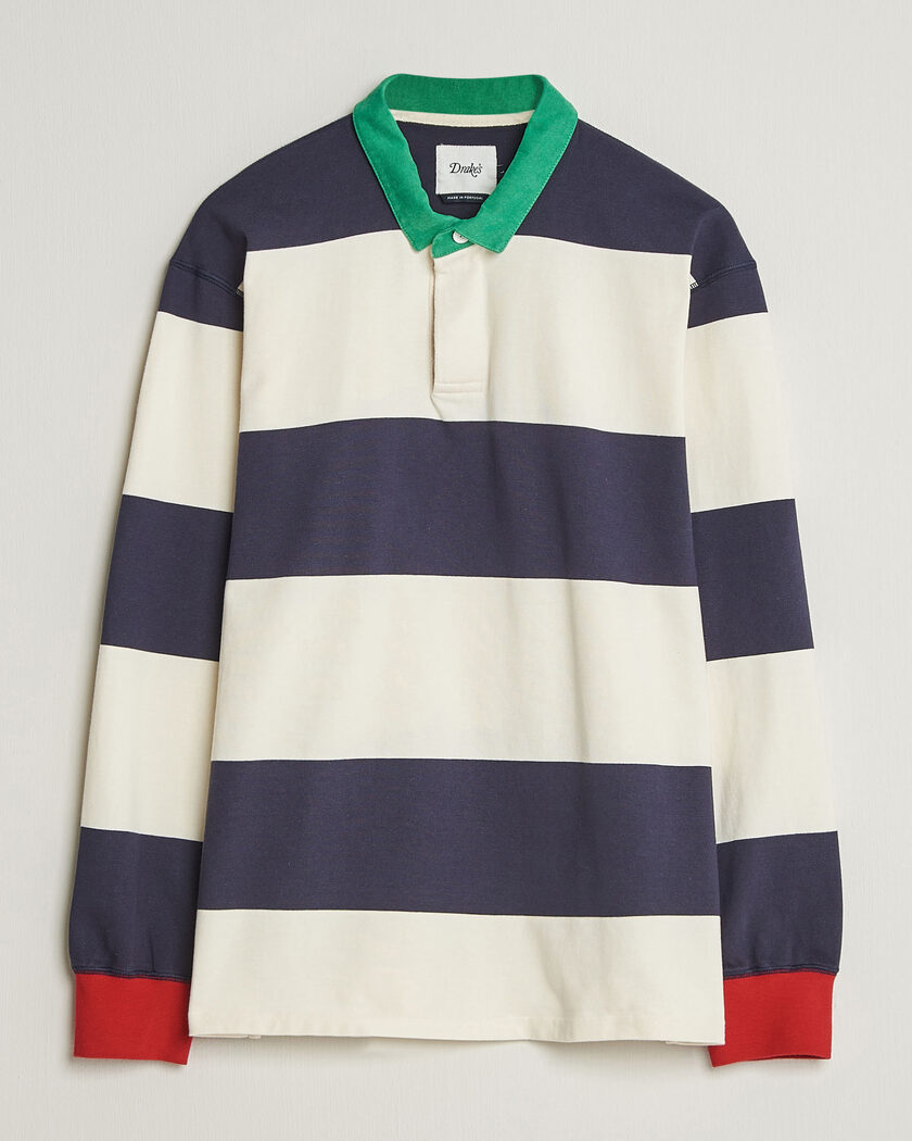 Drake's Dual Block Stripe Rugby Whie/Navy – Valkoinen