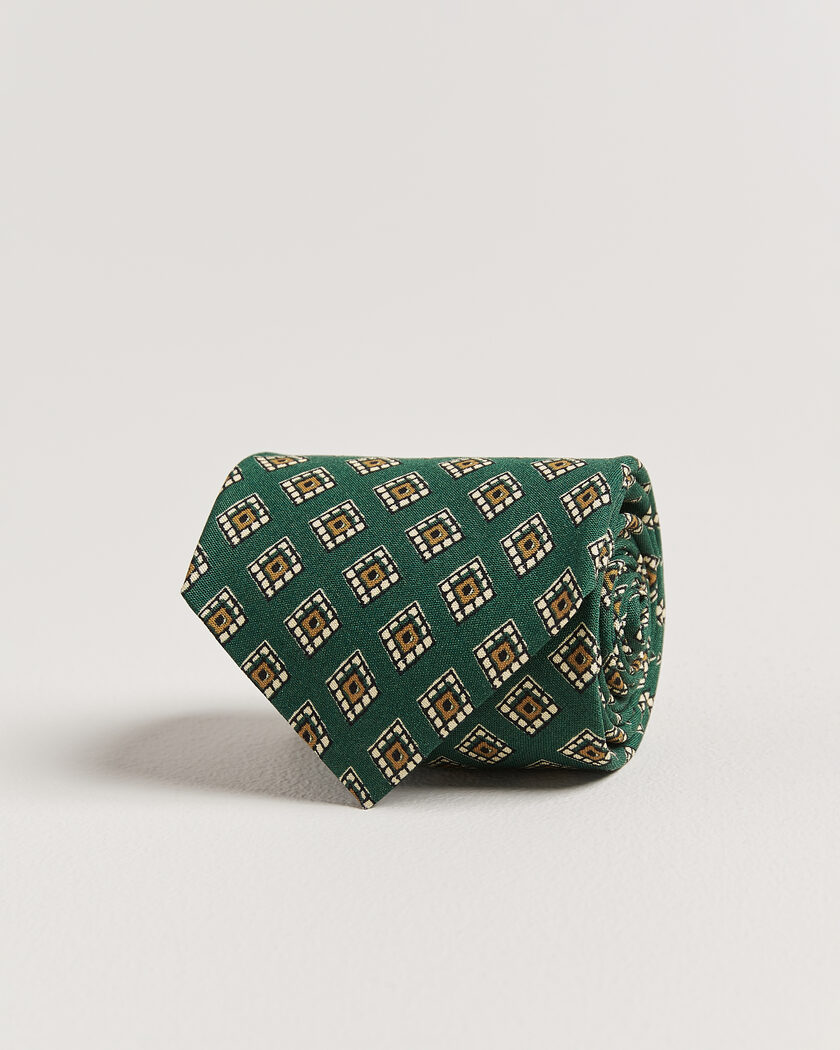 Drake's Tile Medallion Habotai Silk Tie Green – Vihreä