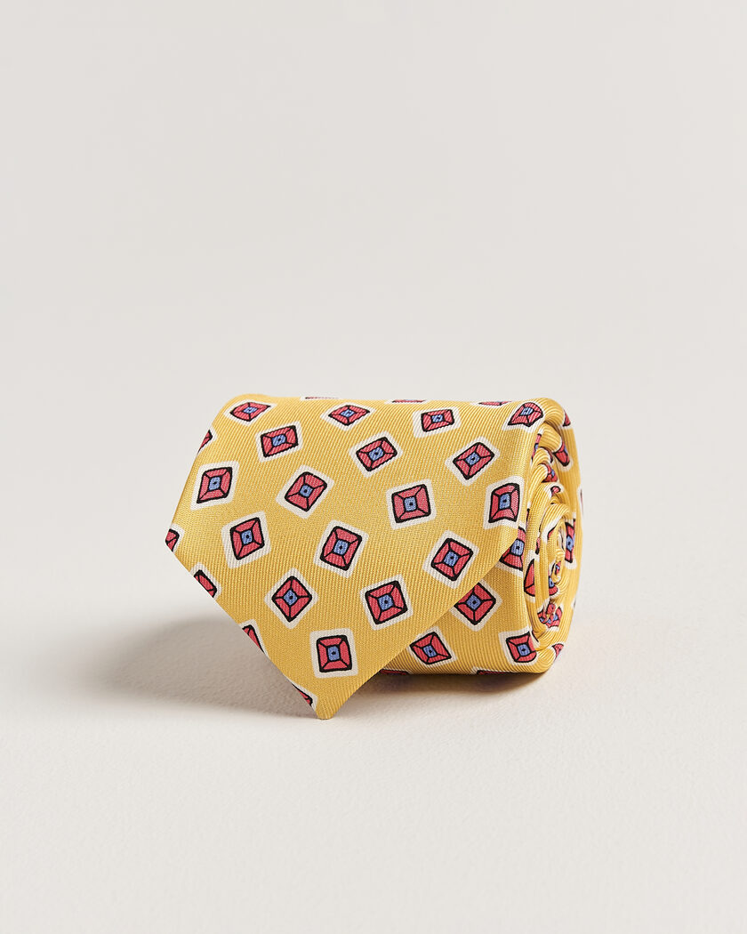 Drake's Square Diamond Heavy Twill Silk Tie Gold – Keltainen