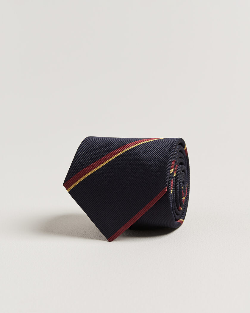 Drake's Regimental Stripe Reppe Tie Navy – Sininen