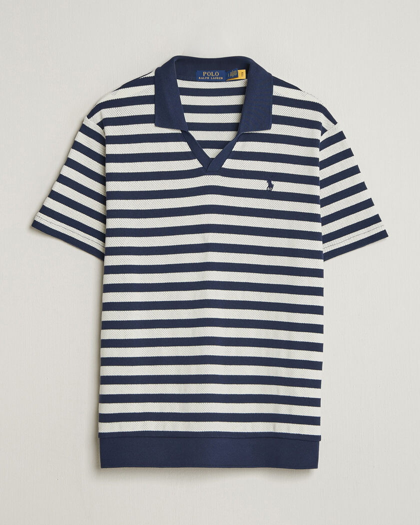 Polo Ralph Lauren Cotton Texture Striped Polo Newport Navy/Cream – Sininen