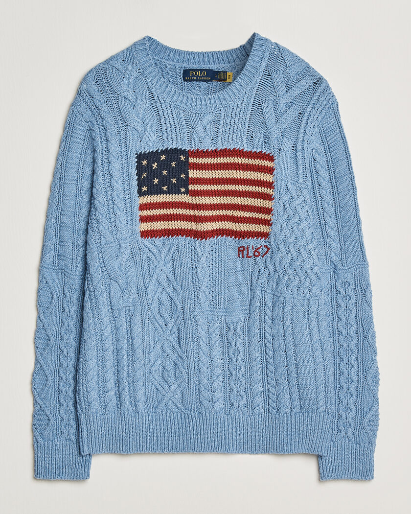 Polo Ralph Lauren Cotton Flag Sweater Light Blue Combo – Sininen