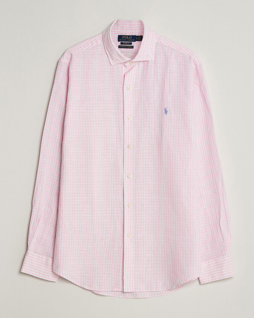 Polo Ralph Lauren Cotton/Linen Seersucker Shirt Pink/White – Vaaleanpunainen