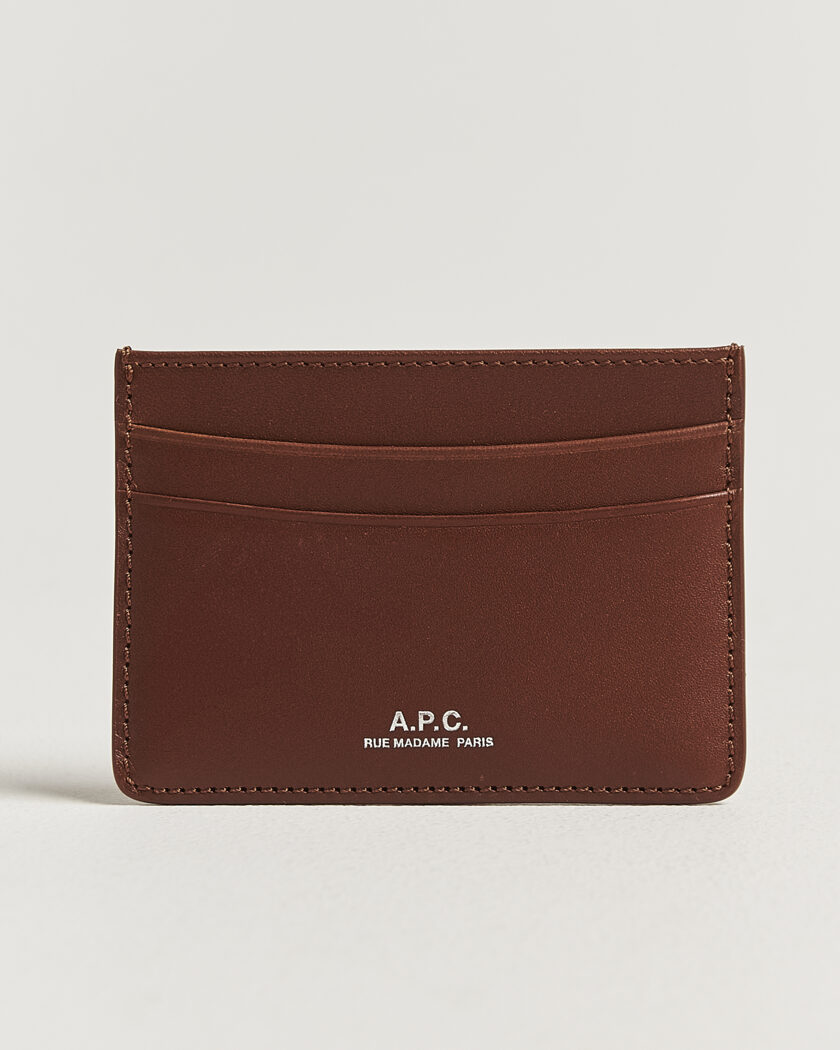 A.P.C. Calf Leather Card Holder Hazelnut – Ruskea