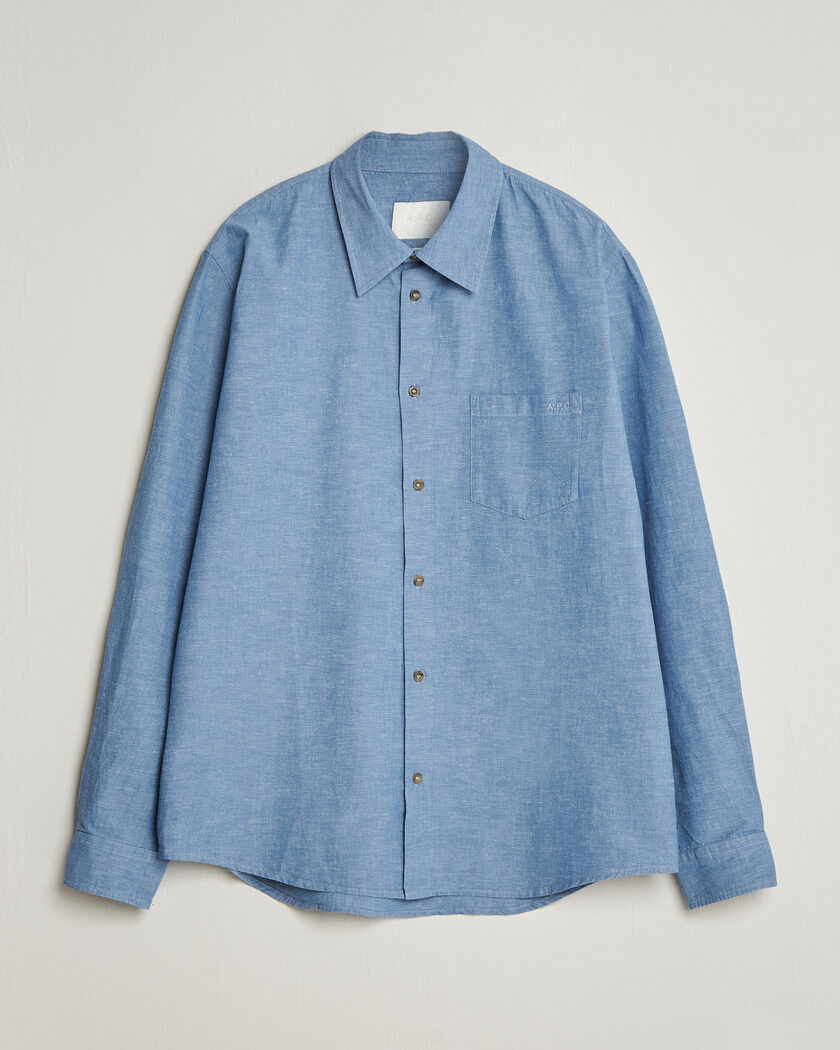 A.P.C. Harris Cotton/Linen Shirt Blue – Sininen