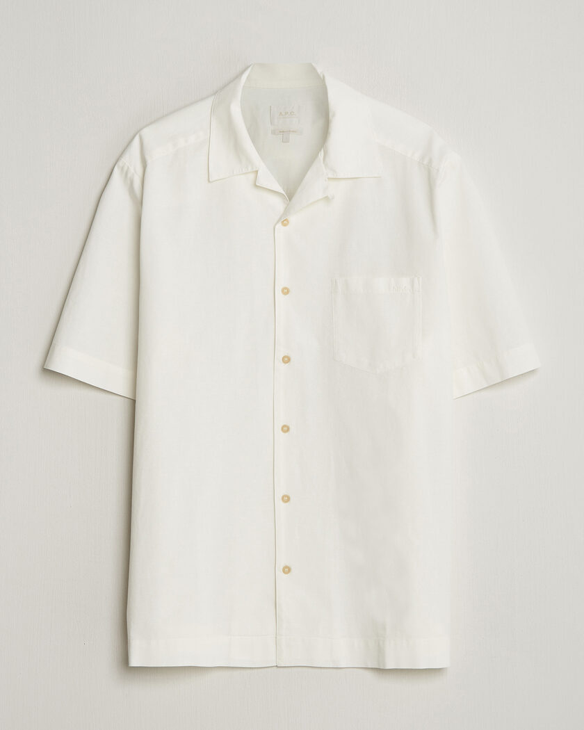A.P.C. Jude Cotton/Linen Short Sleeve Shirt White – Valkoinen