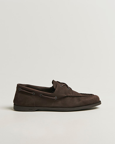 John Lobb Foil Boat Shoes Dark Brown Nubuck – Ruskea